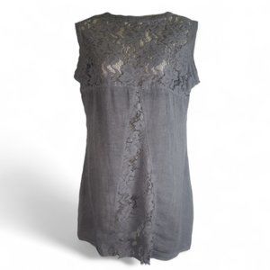 Clotheshead Gray Blouse Sleeveless Lace Top Womens Medium